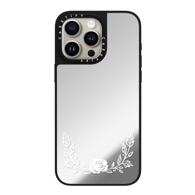 CASETiFY iPhone 15 Pro Max ケース Silver on Black ミラーケース MagSafe対応 フローラル FLORAL