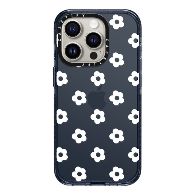 CASETiFY iPhone 15 Pro ケース Classic Blue インパクトケース フローラル Ditsy Daisies - White