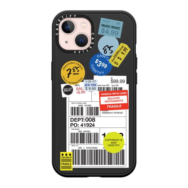 CASETiFY iPhone 13 ケース マットブラック インパクトケース MagSafe対応 ステッカー Label Sticker Design 2