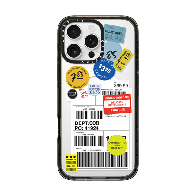 CASETiFY iPhone 16 Pro Max ケース ブラック インパクトケース MagSafe対応 ステッカー Label Sticker Design 2