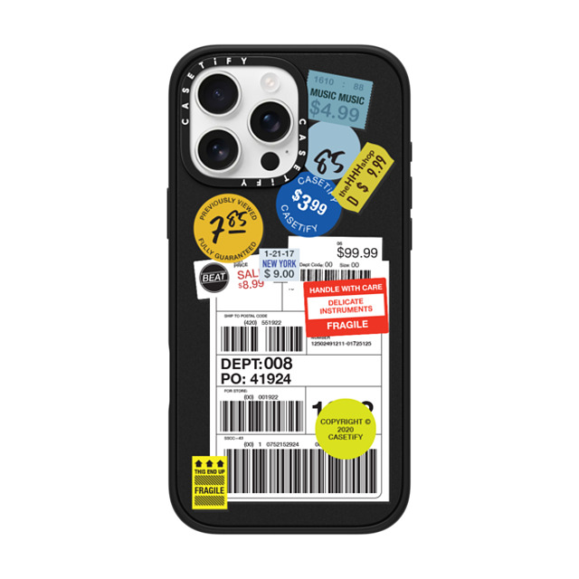 CASETiFY iPhone 16 Pro Max ケース マットブラック インパクトケース MagSafe対応 ステッカー Label Sticker Design 2