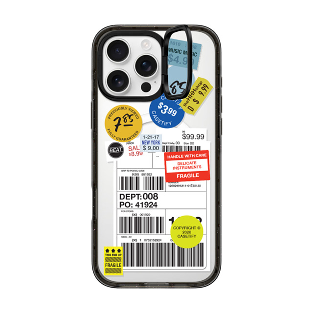 CASETiFY iPhone 16 Pro Max ケース ブラック インパクトリングスタンドケース MagSafe対応 ステッカー Label Sticker Design 2