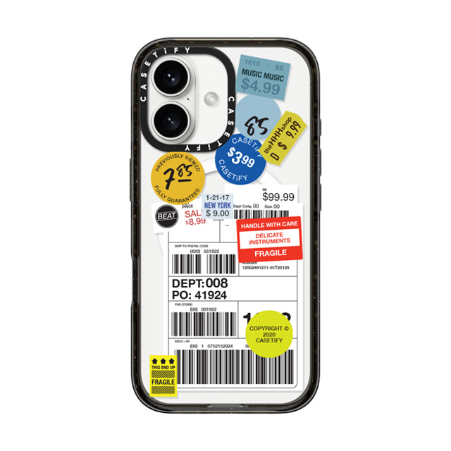 CASETiFY iPhone 16 ケース ブラック インパクトケース MagSafe対応 ステッカー Label Sticker Design 2