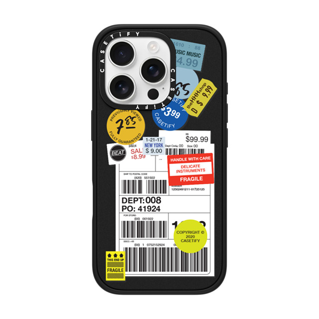 CASETiFY iPhone 16 Pro ケース マットブラック インパクトケース MagSafe対応 ステッカー Label Sticker Design 2