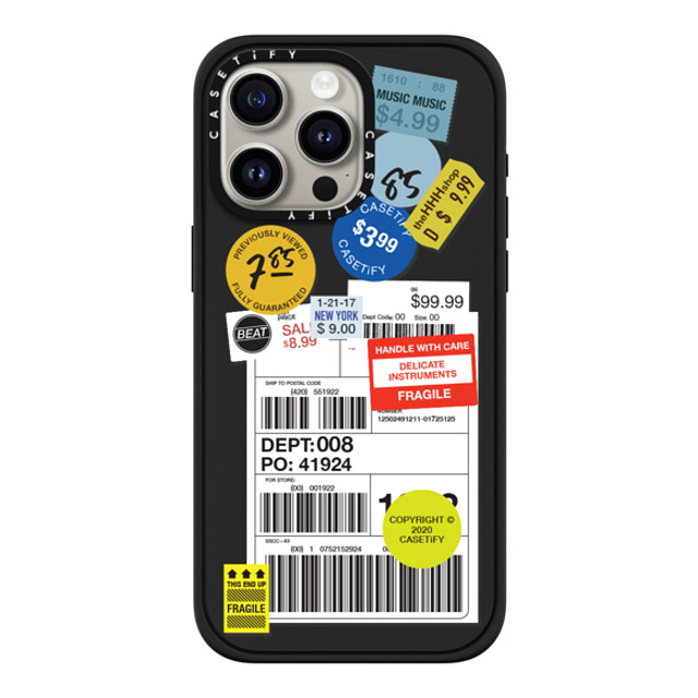 CASETiFY iPhone 15 Pro Max ケース マットブラック インパクトケース MagSafe対応 ステッカー Label Sticker Design 2