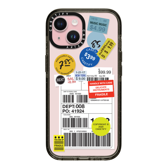 CASETiFY iPhone 15 ケース ブラック インパクトケース ステッカー Label Sticker Design 2