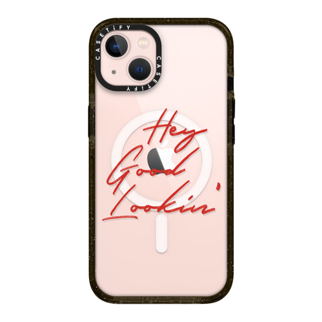 CASETiFY iPhone 13 ケース ブラック インパクトケース MagSafe対応 Quote,Typography HEY GOOD LOOKIN'