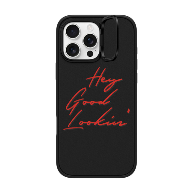 CASETiFY iPhone 16 Pro Max ケース マットブラック インパクトリングスタンドケース MagSafe対応 Quote,Typography HEY GOOD LOOKIN'