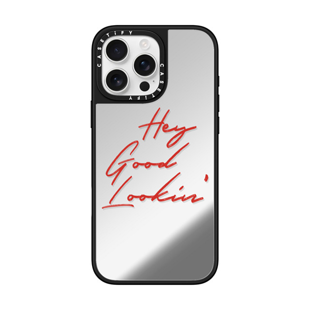 CASETiFY iPhone 16 Pro Max ケース Silver on Black ミラーケース MagSafe対応 Quote,Typography HEY GOOD LOOKIN'