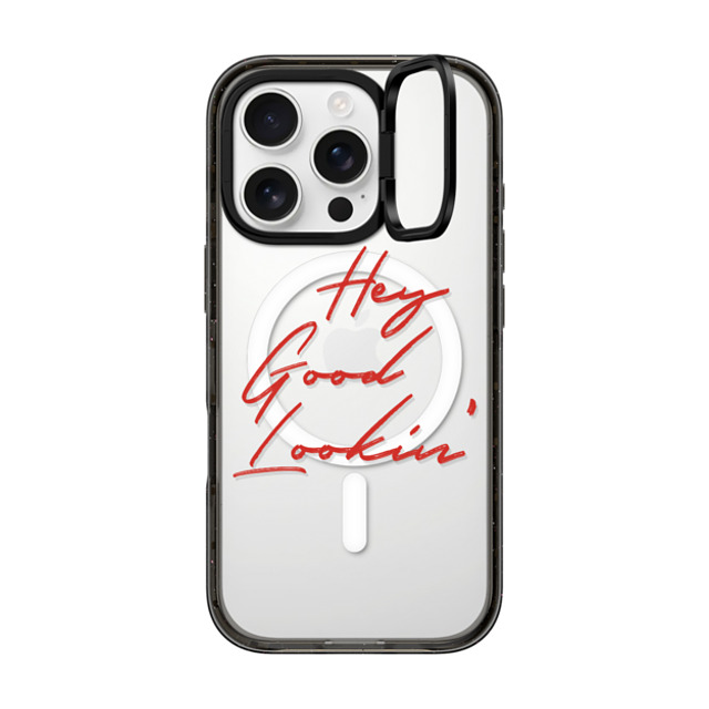 CASETiFY iPhone 16 Pro ケース ブラック インパクトリングスタンドケース MagSafe対応 Quote,Typography HEY GOOD LOOKIN'