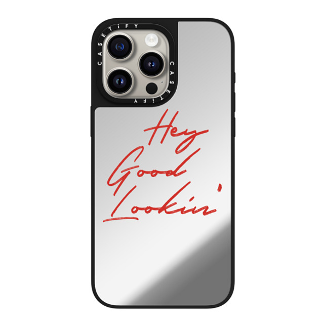 CASETiFY iPhone 15 Pro Max ケース Silver on Black ミラーケース MagSafe対応 Quote,Typography HEY GOOD LOOKIN'