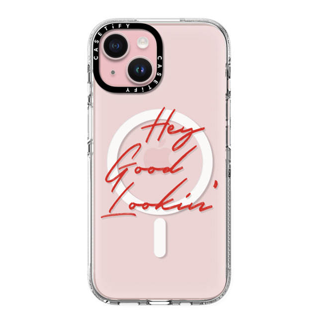 CASETiFY iPhone 15 ケース クリア クリア ケース MagSafe対応 Quote,Typography HEY GOOD LOOKIN'