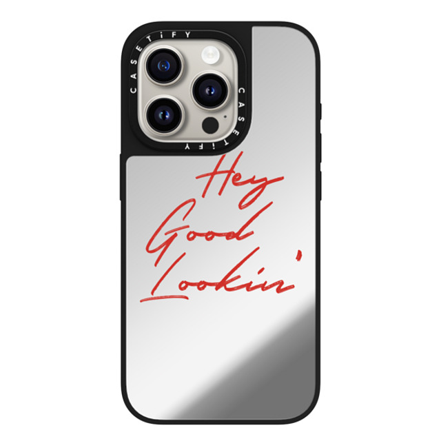CASETiFY iPhone 15 Pro Case Silver on Black ミラーケース MagSafe対応 Quote,Typography HEY GOOD LOOKIN' CASETiFY iPhone 15 Pro Case Silver on Black ミラーケース MagSafe対応 Quote,Typography HEY GOOD LOOKIN'