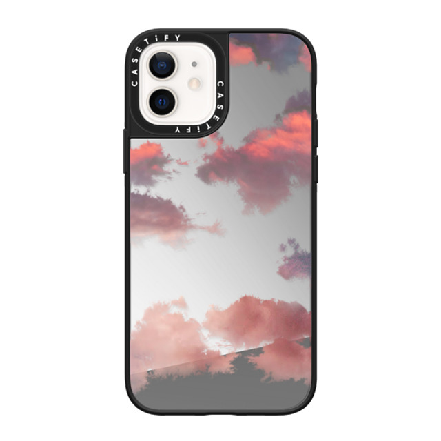 CASETiFY iPhone 12 ケース Silver on Black ミラーケース MagSafe対応 Cloud Clouds