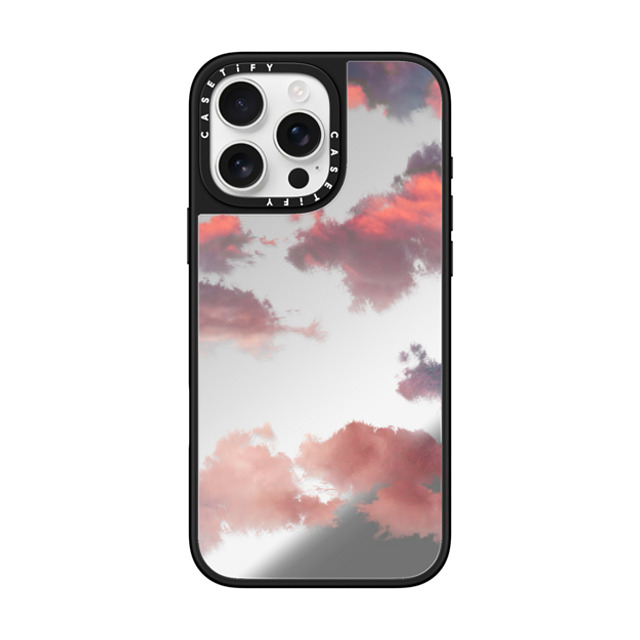 CASETiFY iPhone 16 Pro Max ケース Silver on Black ミラーケース MagSafe対応 Cloud Clouds