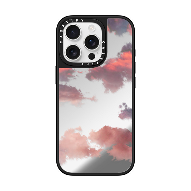 CASETiFY iPhone 16 Pro ケース Silver on Black ミラーケース MagSafe対応 Cloud Clouds