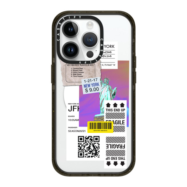 CASETiFY iPhone 14 Pro ケース ブラック インパクトケース MagSafe対応 ステッカー Label Note Case 01