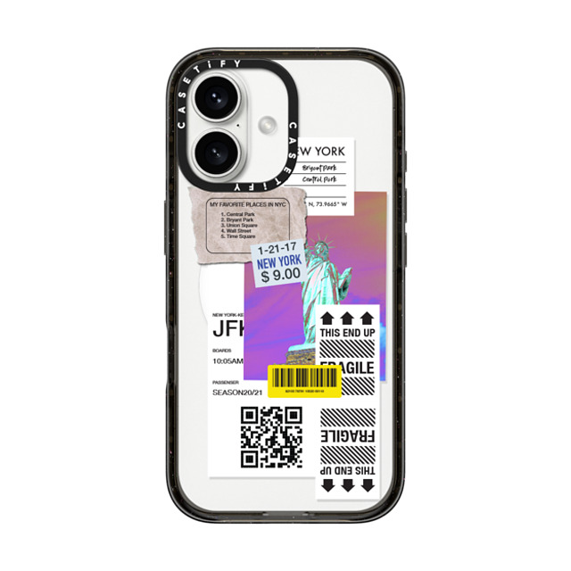 CASETiFY iPhone 16 ケース ブラック インパクトケース MagSafe対応 ステッカー Label Note Case 01