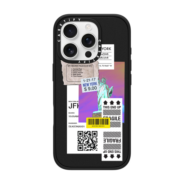 CASETiFY iPhone 16 Pro ケース マットブラック インパクトケース MagSafe対応 ステッカー Label Note Case 01