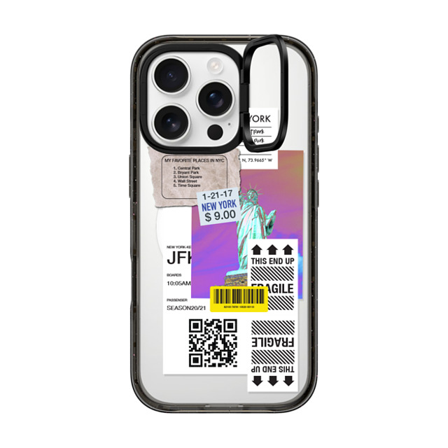 CASETiFY iPhone 16 Pro ケース ブラック インパクトリングスタンドケース MagSafe対応 ステッカー Label Note Case 01