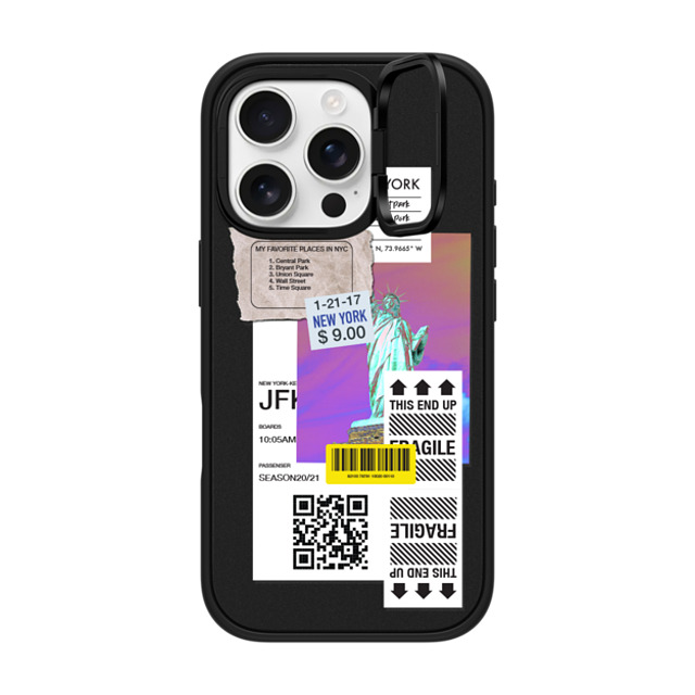 CASETiFY iPhone 16 Pro ケース マットブラック インパクトリングスタンドケース MagSafe対応 ステッカー Label Note Case 01