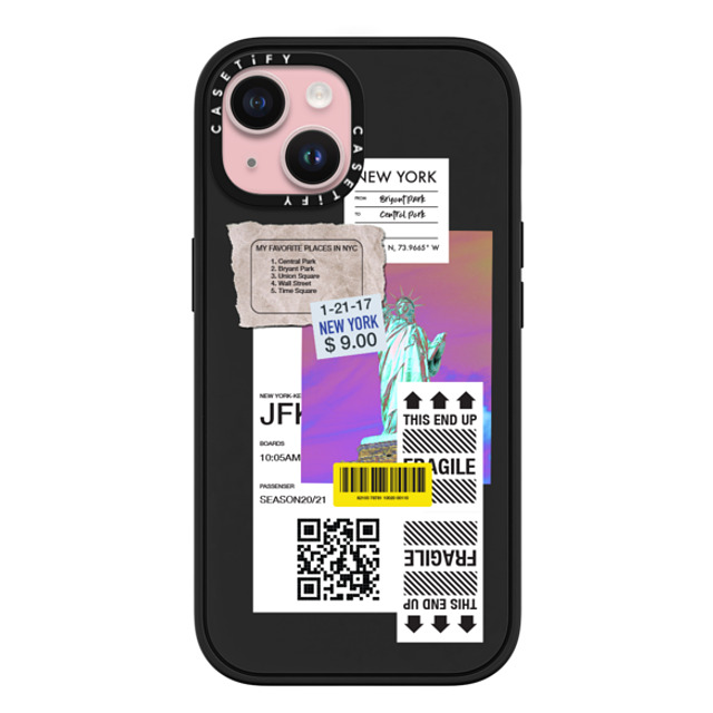 CASETiFY iPhone 15 ケース マットブラック インパクトケース MagSafe対応 ステッカー Label Note Case 01