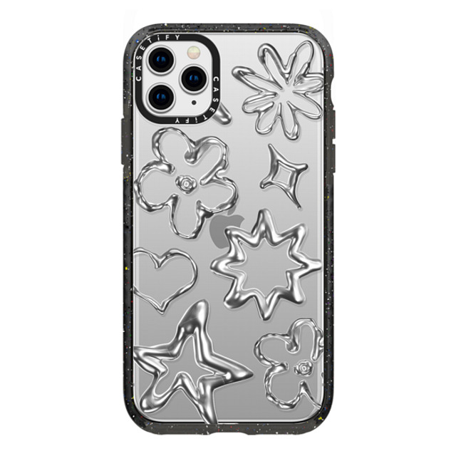 CASETiFY iPhone 11 Pro Max ケース ブラック インパクトケース Pattern,Star,Monochrome,Futurism Chrome Doodles