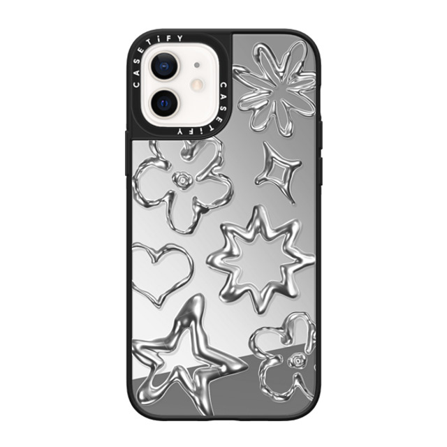 CASETiFY iPhone 12 Case Silver on Black ミラーケース MagSafe対応 Star,Pattern Pattern,Star,Monochrome,Futurism Chrome Doodles Mother's Day CASETiFY iPhone 12 Case Silver on Black ミラーケース MagSafe対応 Star,Pattern Pattern,Star,Monochrome,Futurism Chrome Doodles Mother's Day