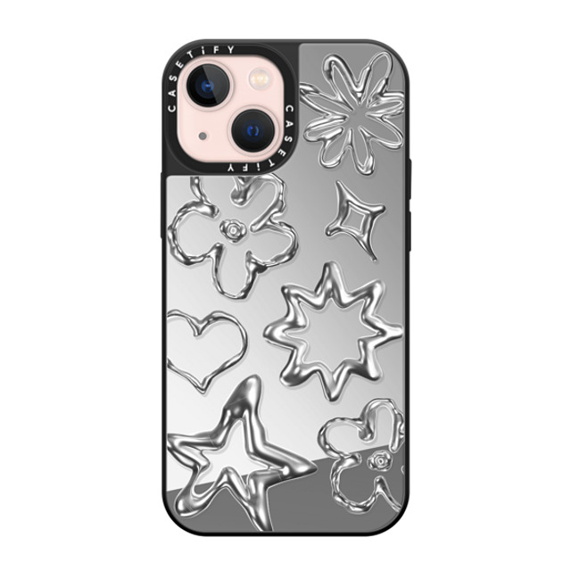 CASETiFY iPhone 13 Mini Case Silver on Black ミラーケース MagSafe対応 Star,Pattern Pattern,Star,Monochrome,Futurism Chrome Doodles Mother's Day CASETiFY iPhone 13 Mini Case Silver on Black ミラーケース MagSafe対応 Star,Pattern Pattern,Star,Monochrome,Futurism Chrome Doodles Mother's Day