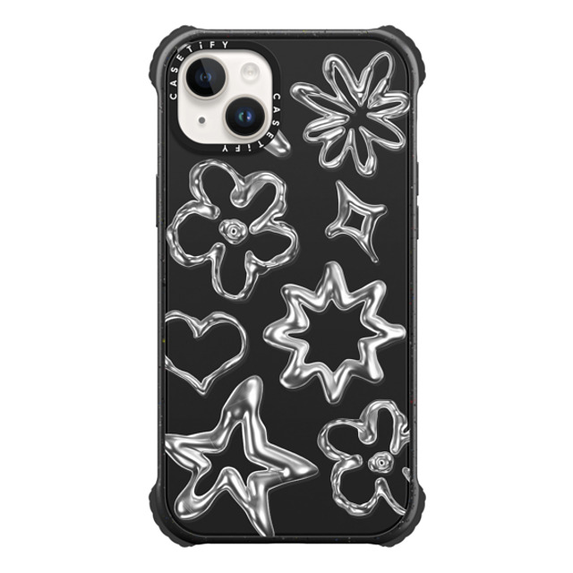 CASETiFY iPhone 14 Plus ケース マットブラック ウルトラインパクトケース Pattern,Star,Monochrome,Futurism Chrome Doodles