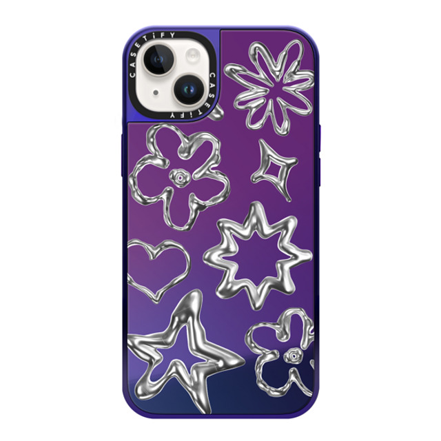 CASETiFY iPhone 14 Plus ケース Purple Disco on Purple ミラーケース MagSafe対応 Pattern,Star,Monochrome,Futurism Chrome Doodles