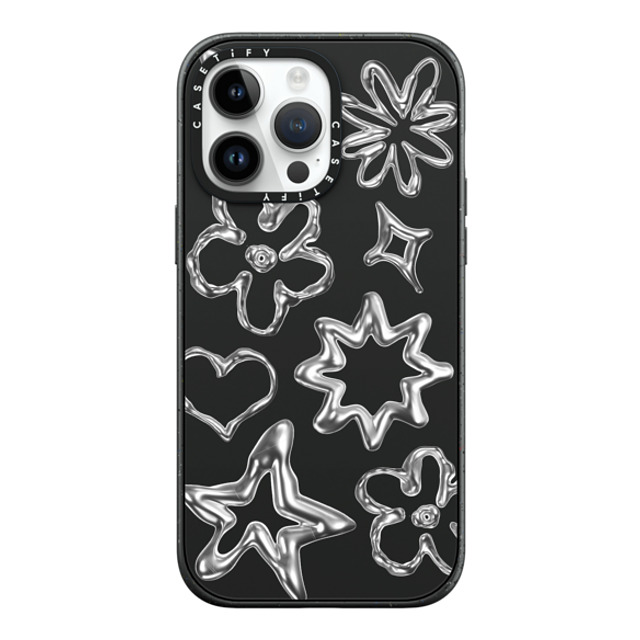 CASETiFY iPhone 14 Pro Max ケース マットブラック インパクトケース Pattern,Star,Monochrome,Futurism Chrome Doodles