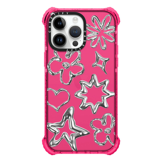 CASETiFY iPhone 14 Pro Max ケース Bubble Gum ウルトラインパクトケース Pattern,Star,Monochrome,Futurism Chrome Doodles