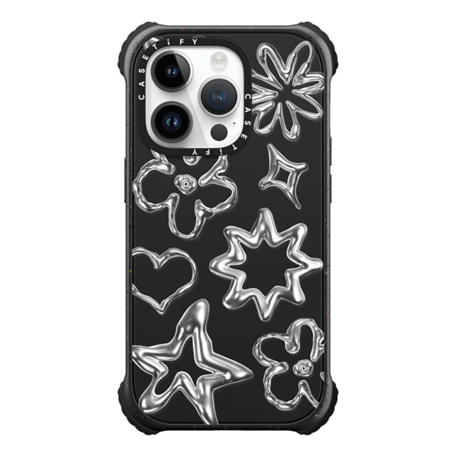 CASETiFY iPhone 14 Pro ケース マットブラック ウルトラ インパクトケース MagSafe 対応 Pattern,Star,Monochrome,Futurism Chrome Doodles