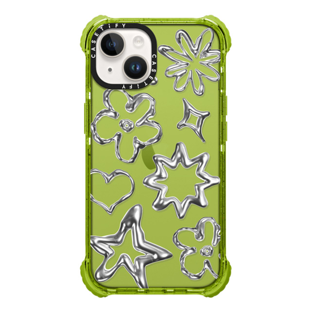 CASETiFY iPhone 14 ケース Kiwi ウルトラインパクトケース Pattern,Star,Monochrome,Futurism Chrome Doodles