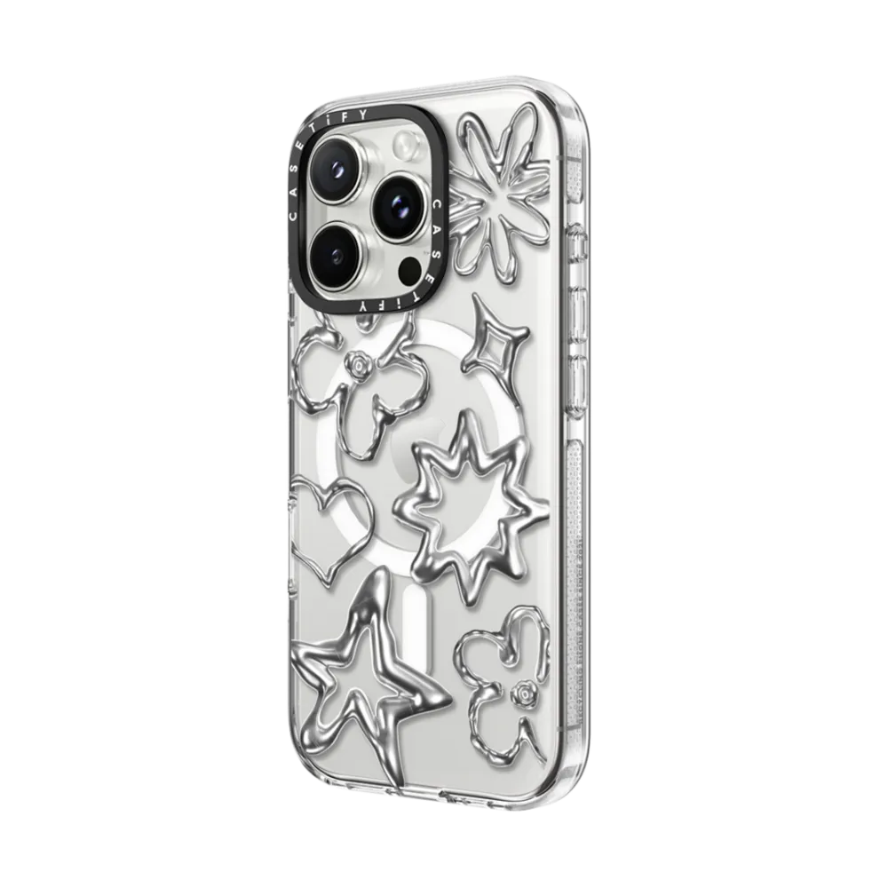 Clear iPhone 16 Pro Max Case MagSafe Compatible - Chrome Doodles