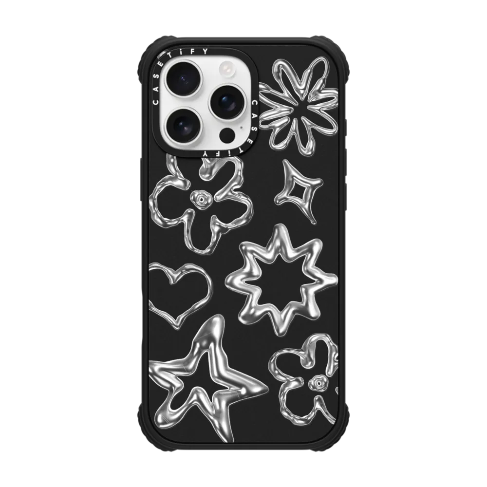 Ultra Impact iPhone 16 Pro Max Case MagSafe Compatible - Chrome Doodles