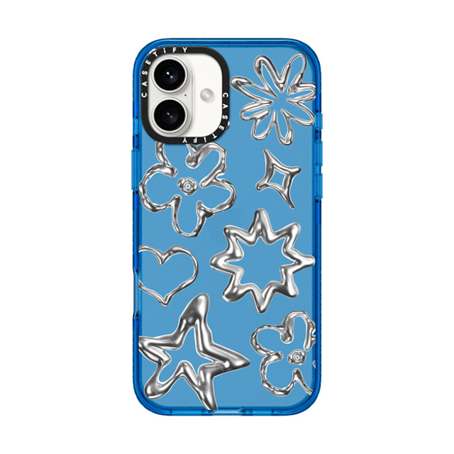 CASETiFY iPhone 16 Plus Case スカイブルー Impact Case Futurism,Monochrome,Pattern,Star Chrome Doodles CASETiFY iPhone 16 Plus Case スカイブルー Impact Case Futurism,Monochrome,Pattern,Star Chrome Doodles