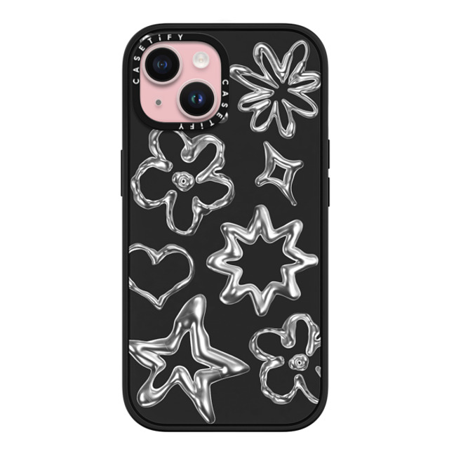CASETiFY iPhone 15 Case Matte Black Impact Case Futurism,Monochrome,Pattern,Star Chrome Doodles CASETiFY iPhone 15 Case Matte Black Impact Case Futurism,Monochrome,Pattern,Star Chrome Doodles