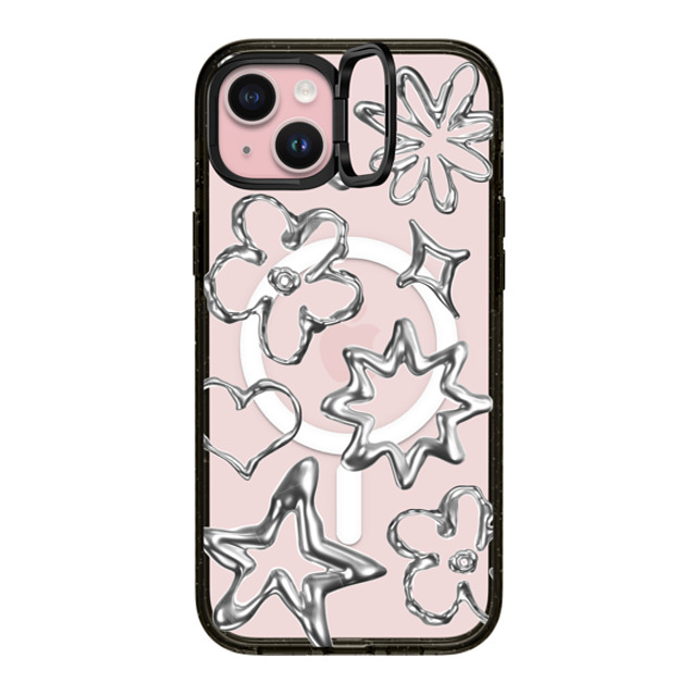 CASETiFY iPhone 15 Plus Case Black インパクトリングスタンドケース MagSafe対応 Futurism,Monochrome,Pattern,Star Chrome Doodles CASETiFY iPhone 15 Plus Case Black インパクトリングスタンドケース MagSafe対応 Futurism,Monochrome,Pattern,Star Chrome Doodles