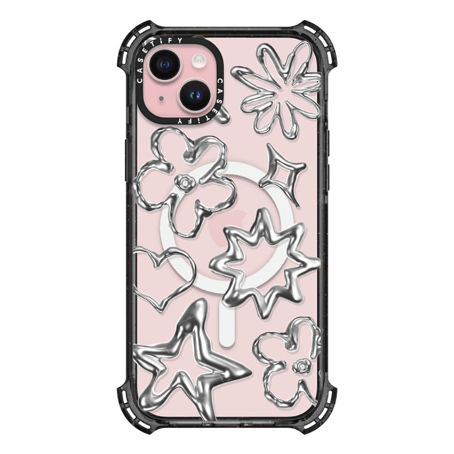 CASETiFY iPhone 15 Plus Case Black バウンスケース Futurism,Monochrome,Pattern,Star Chrome Doodles CASETiFY iPhone 15 Plus Case Black バウンスケース Futurism,Monochrome,Pattern,Star Chrome Doodles