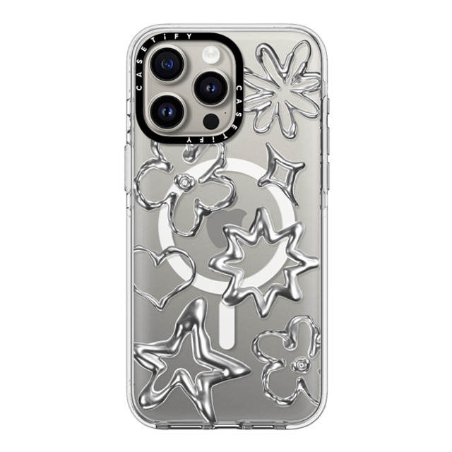 CASETiFY iPhone 15 Pro Max ケース クリア クリア ケース MagSafe対応 Pattern,Star,Monochrome,Futurism Chrome Doodles