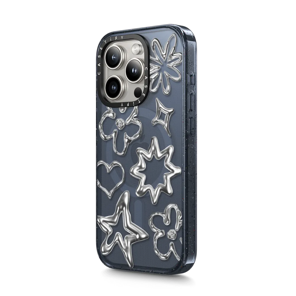 Impact iPhone 15 Pro Case MagSafe Compatible - Chrome Doodles