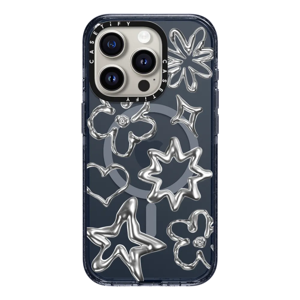 Impact iPhone 15 Pro Case MagSafe Compatible - Chrome Doodles