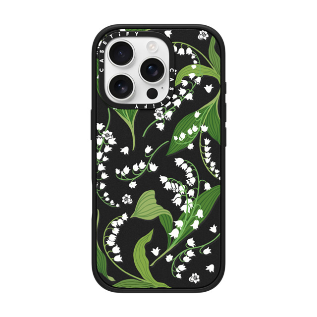 CASETiFY iPhone 16 Pro Case Matte Black Impact Case MagSafe Compatible フローラル Lily of the Valley CASETiFY iPhone 16 Pro Case Matte Black Impact Case MagSafe Compatible フローラル Lily of the Valley