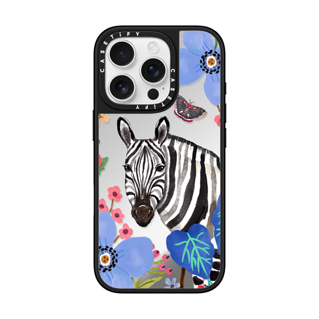 Ploypisut x CASETiFY iPhone 16 Pro ケース Summer,Animal Silver on Black ミラーケース MagSafe対応 Zebra Father's Day Ploypisut x CASETiFY iPhone 16 Pro ケース Summer,Animal Silver on Black ミラーケース MagSafe対応 Zebra Father's Day