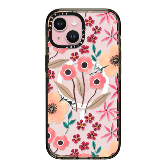 Ploypisut x CASETiFY iPhone 15 Case Black Impact Case MagSafe Compatible Pink Floral Ploypisut x CASETiFY iPhone 15 Case Black Impact Case MagSafe Compatible Pink Floral
