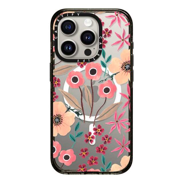 Ploypisut x CASETiFY iPhone 15 Pro Case Black Impact Case MagSafe Compatible Pink Floral Ploypisut x CASETiFY iPhone 15 Pro Case Black Impact Case MagSafe Compatible Pink Floral