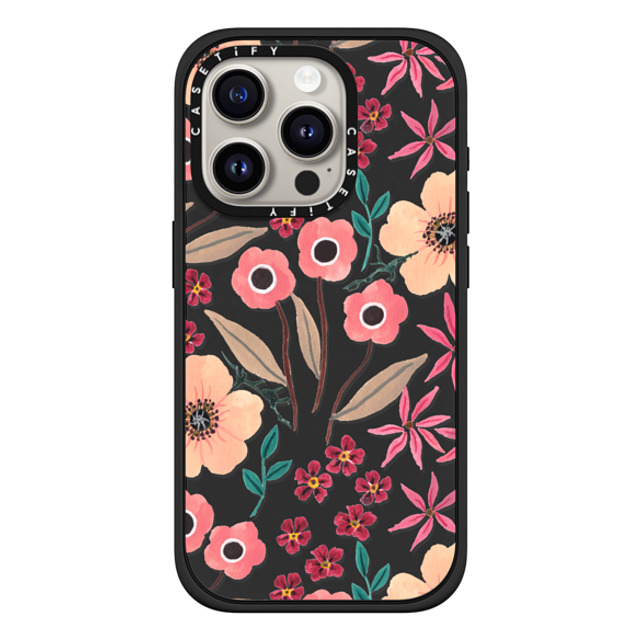 Ploypisut x CASETiFY iPhone 15 Pro Case Matte Black Impact Case MagSafe Compatible Pink Floral Ploypisut x CASETiFY iPhone 15 Pro Case Matte Black Impact Case MagSafe Compatible Pink Floral