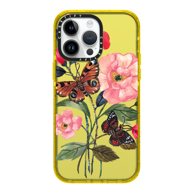 Ploypisut x CASETiFY iPhone 14 Pro Max ケース イエロー インパクトケース Floral & Butterfly